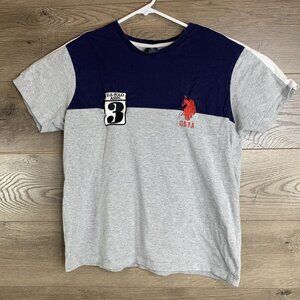 U.S Polo Association USPA Polo #3 T shirt Size M Blue & Gray